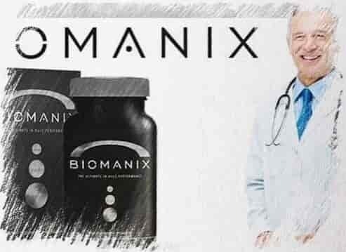 Мужчина в белом халате рядом с Biomanix