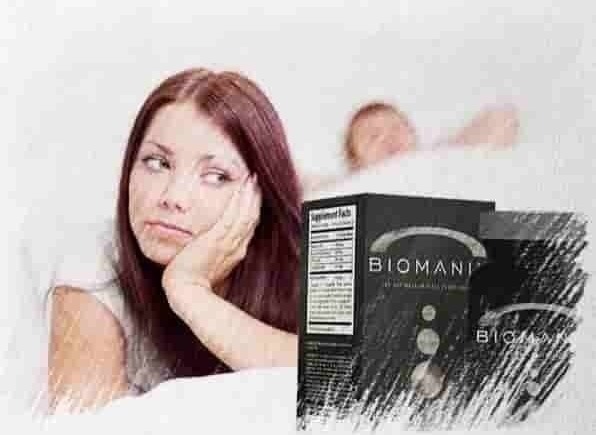 Женщина лежит в постели с Biomanix